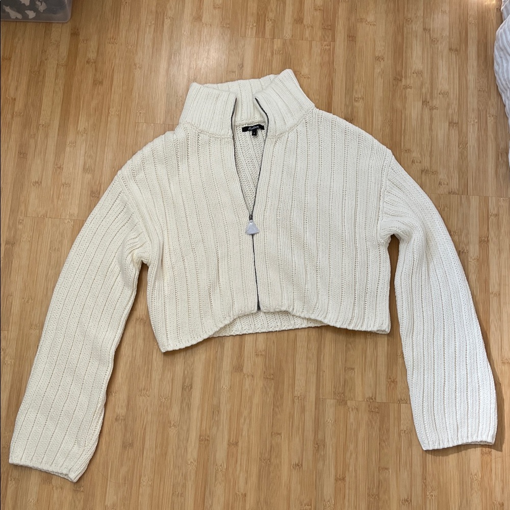 Cozy Cream Ribbed Women's Jacket